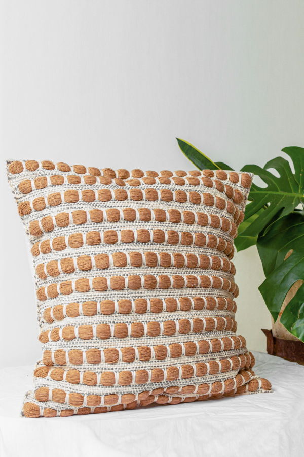 Wayil by Algodones Mayas Rove Pillow Cover - Bone w/ Cocoa and Grey