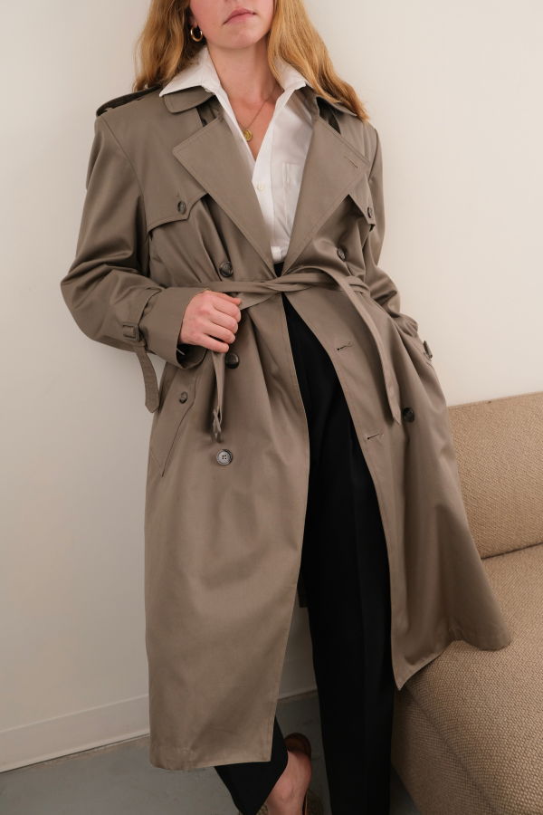 Vintage 80s Double Breasted Trench Coat - Brown