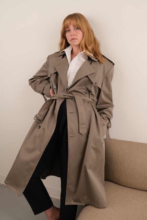 Vintage 80s Double Breasted Trench Coat - Brown