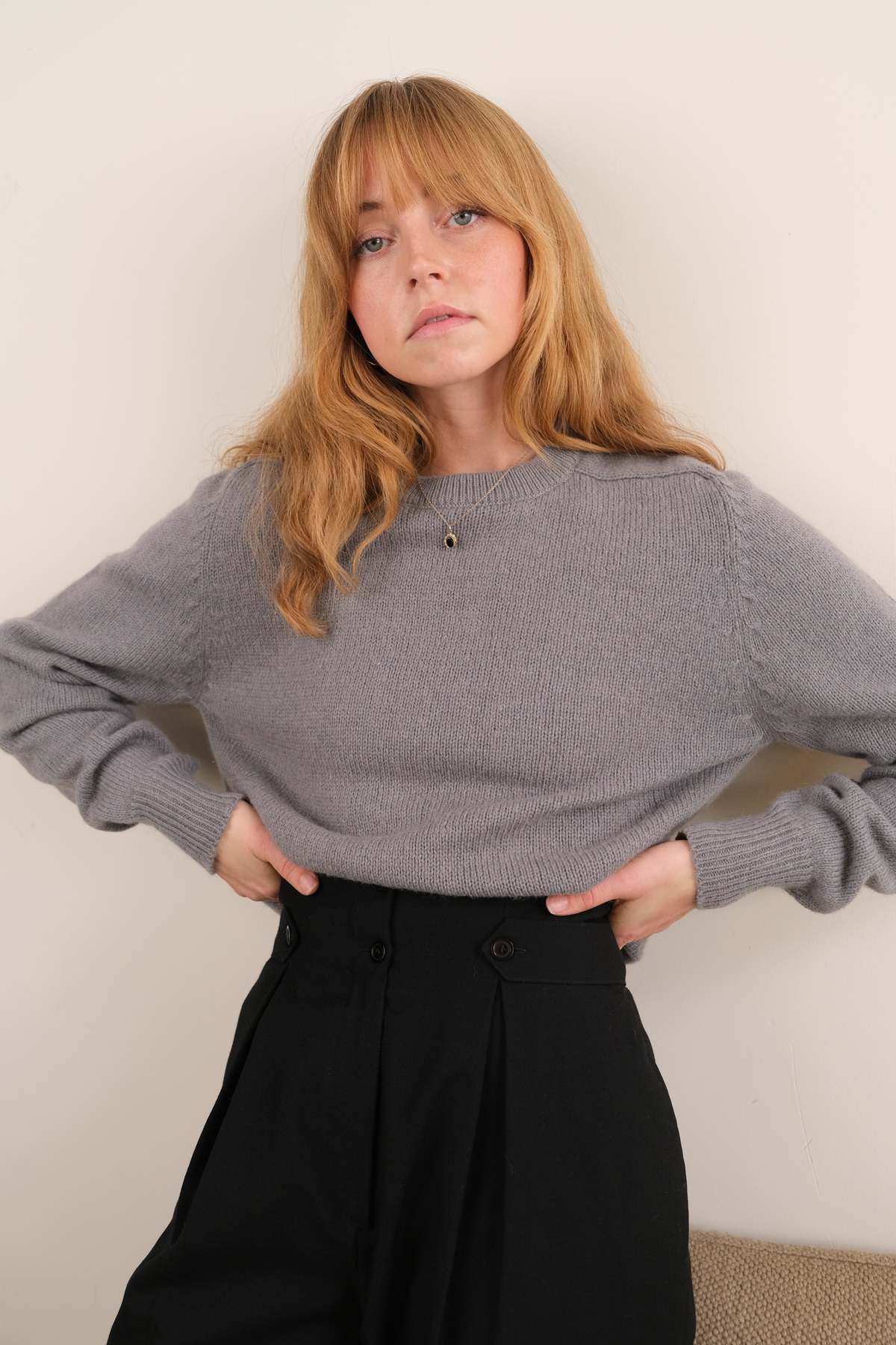 Vintage Wool Blend Long Sleeve Sweater - Gray - Image 3 of 5