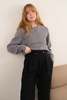 Vintage Wool Blend Long Sleeve Sweater - Gray - Thumbnail 4
