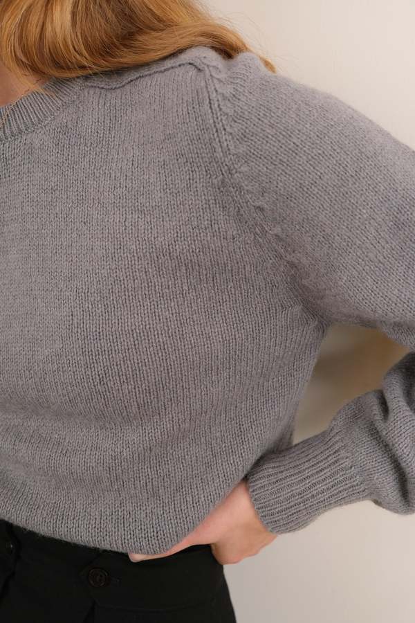 Vintage Wool Blend Long Sleeve Sweater - Gray