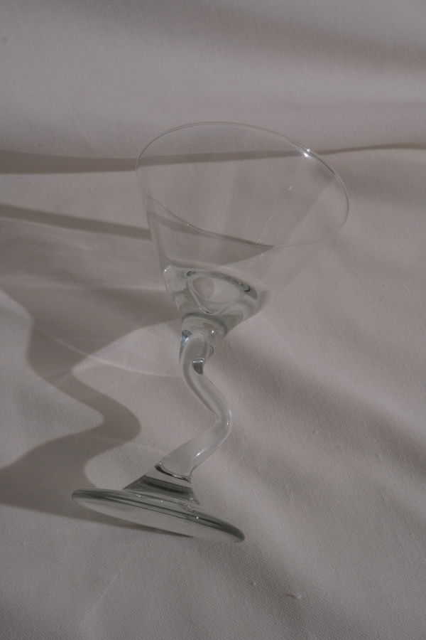 Vintage 90s Twisted Stem Martini Glasses - Clear