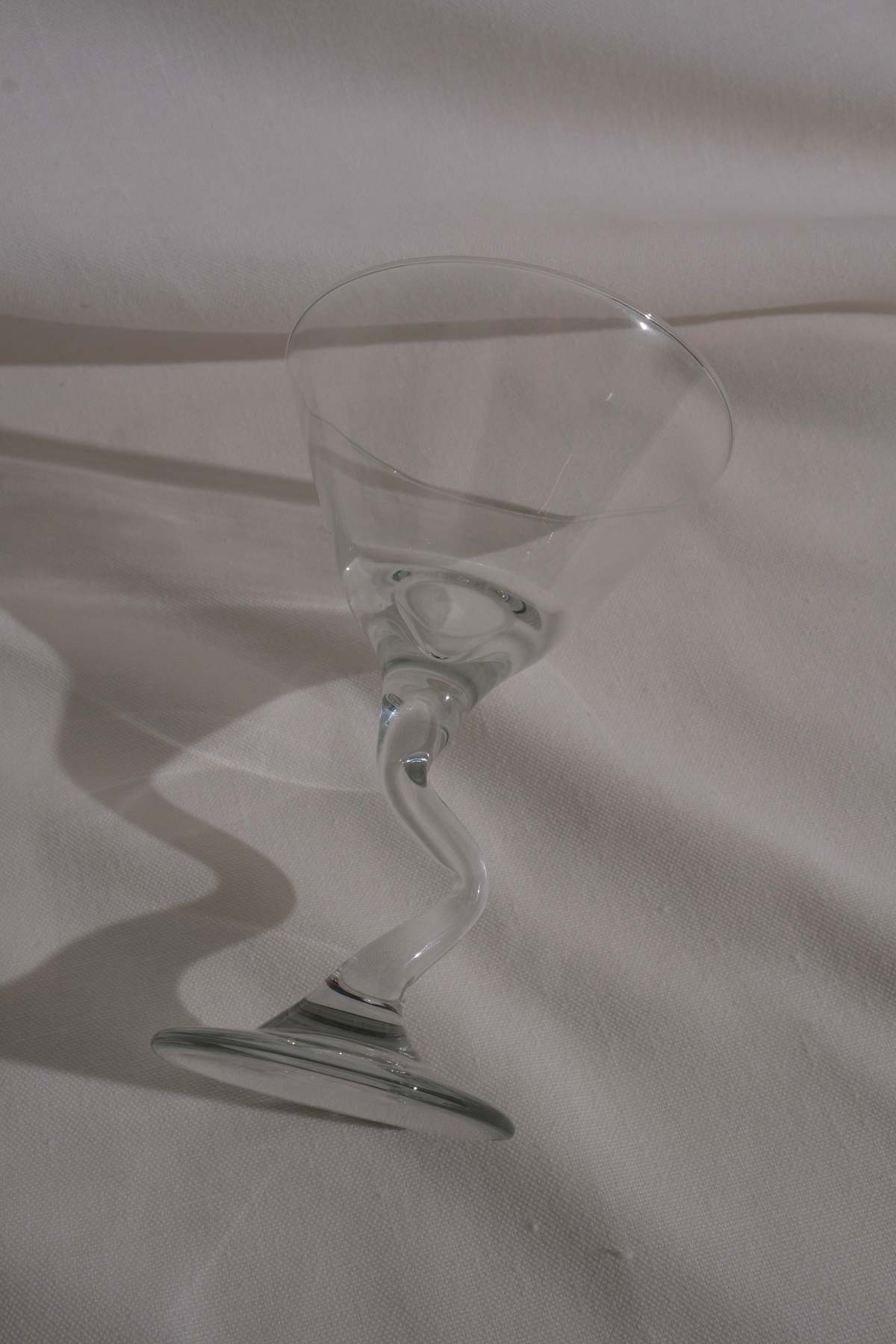 Vintage 90s Twisted Stem Martini Glasses - Clear - Image 1 of 3