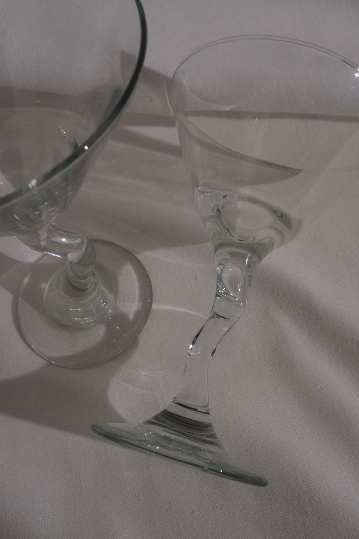 Vintage 90s Twisted Stem Martini Glasses - Clear - Image 2 of 3