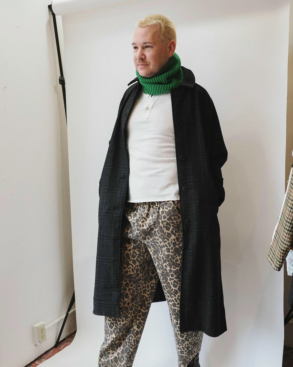 Ali Golden New Wool Trench Coat - Blue / Gray Plaid - Image 1 of 5