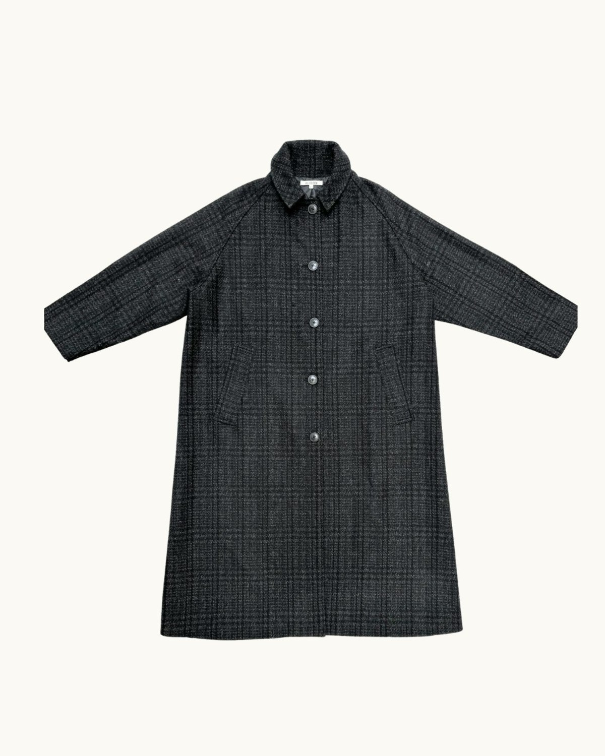 Ali Golden New Wool Trench Coat - Blue / Gray Plaid - Image 2 of 5