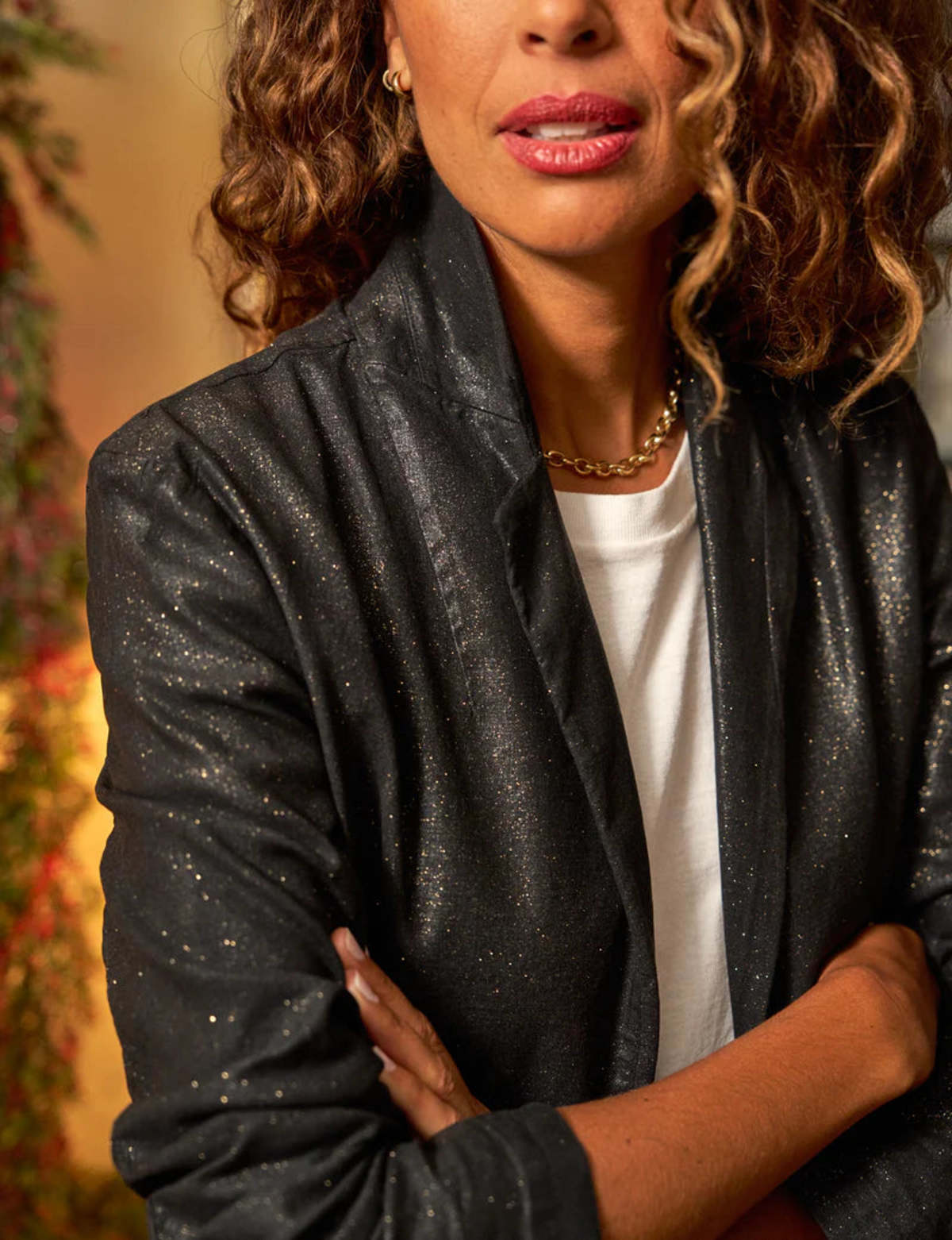 Frank & Eileen Dublin Tailored Blazer - Gold Glitter - Image 2 of 4