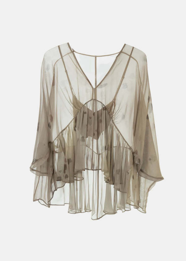 YANGKEHAN Taupe Ruffled Blouse - Taupe