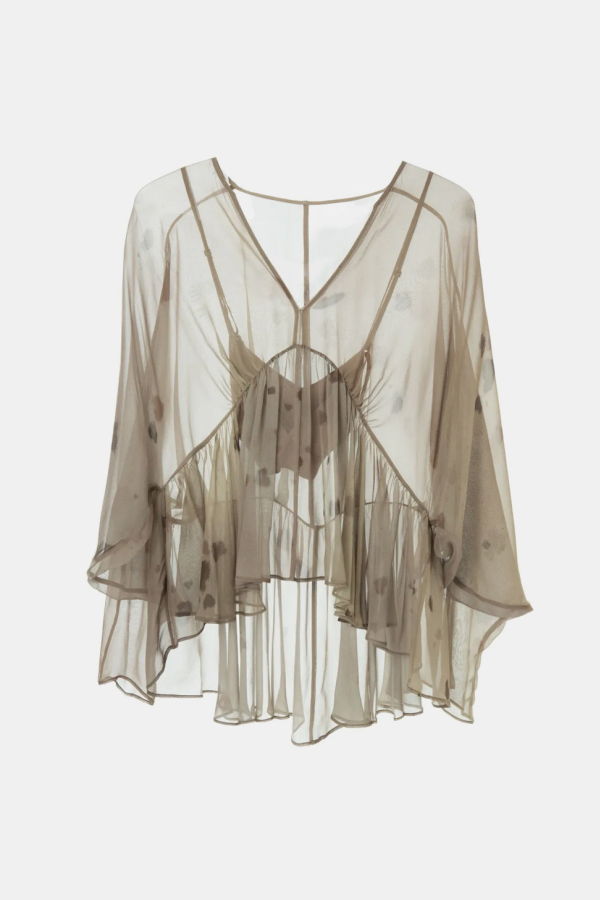YANGKEHAN Taupe Ruffled Blouse - Taupe