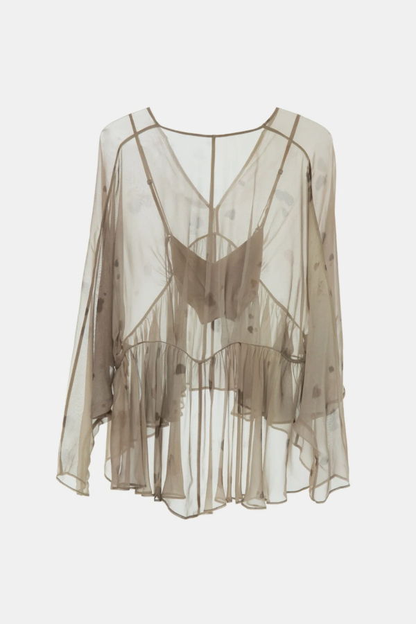 YANGKEHAN Taupe Ruffled Blouse - Taupe