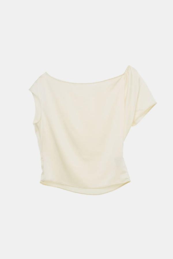 YANGKEHAN Draped One-Shoulder Top - White