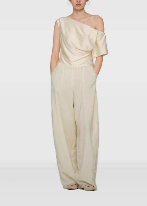YANGKEHAN Draped One-Shoulder Top - White