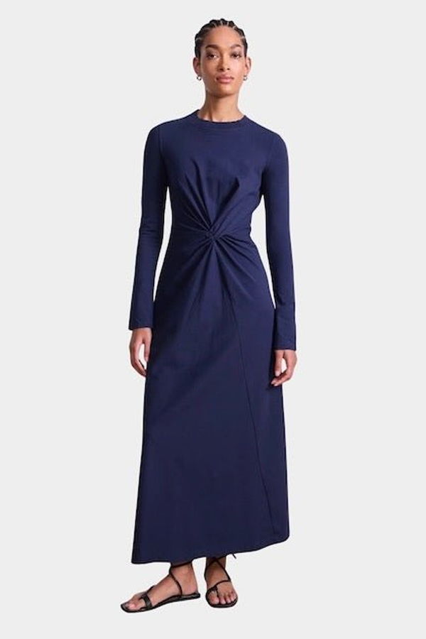 Apiece Apart Long Sleeve Volta Dress - Navy