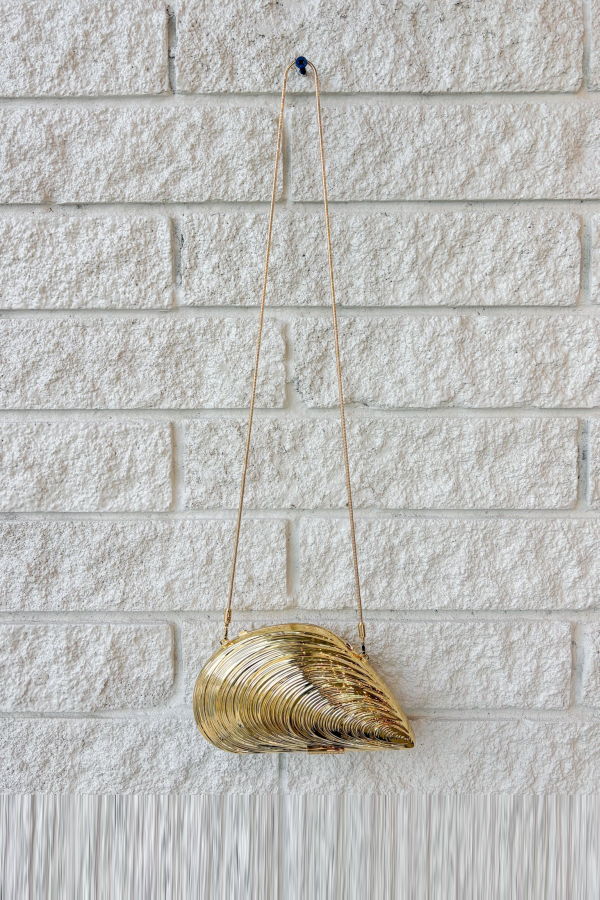 Jonathan Simkhai Bridget Metal Oyster Shell Clutch - Gold