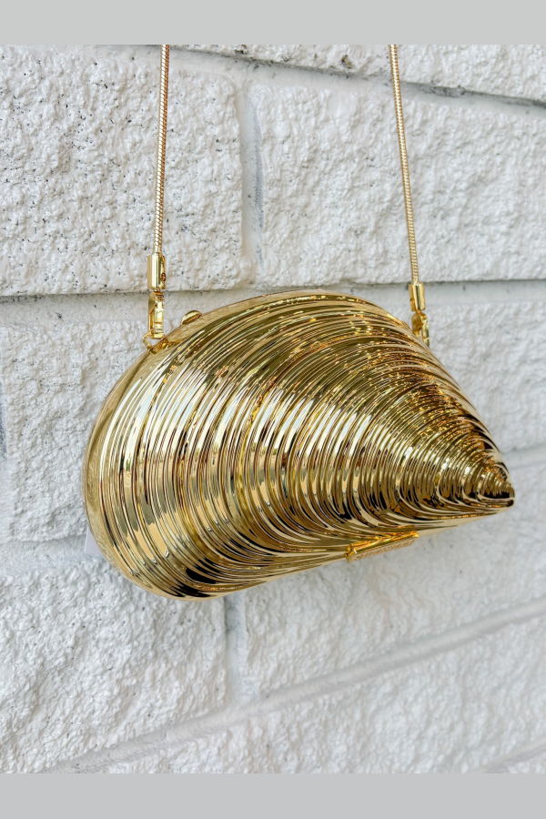 Jonathan Simkhai Bridget Metal Oyster Shell Clutch - Gold