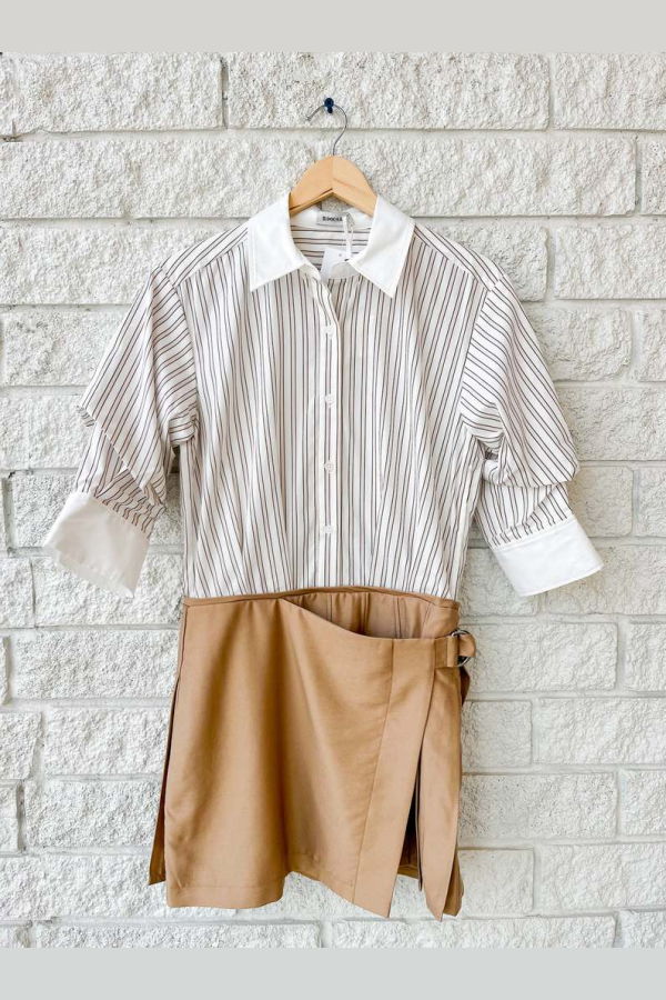 Jonathan Simkhai Frankie Mini Combo Shirt Dress - Hydrangea Blue Stripe Multi