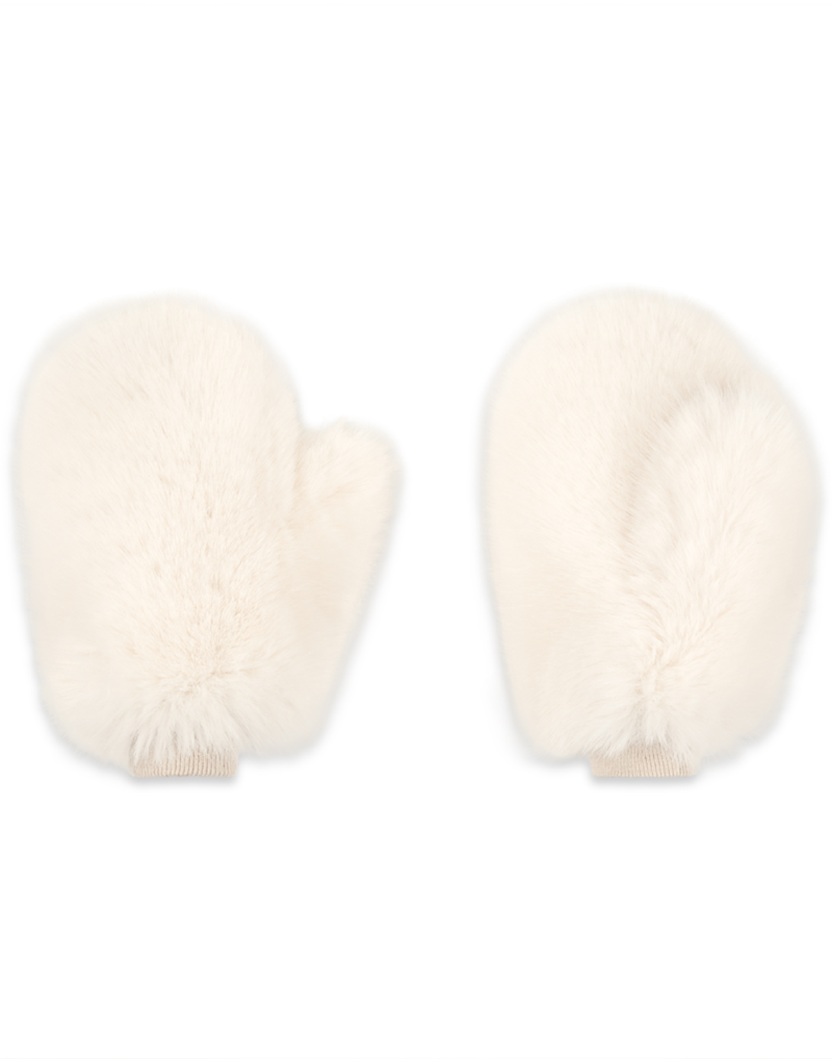 Cynthia Rowley Faux Fur Oversized Mittens - Ivory - Image 3 of 3