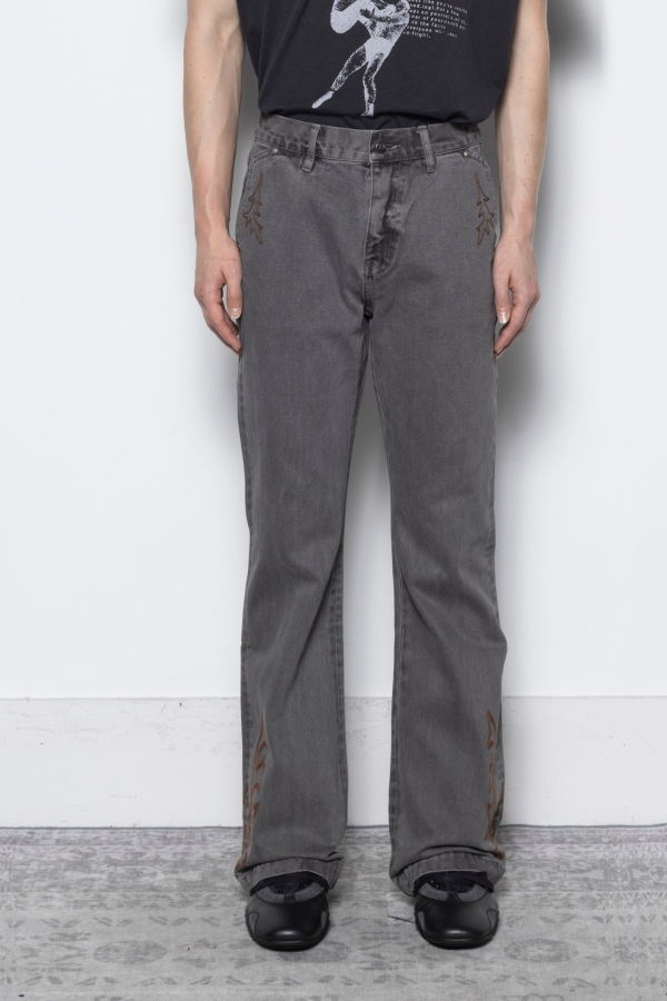 Records INC. Western Embroidery Flared Jeans