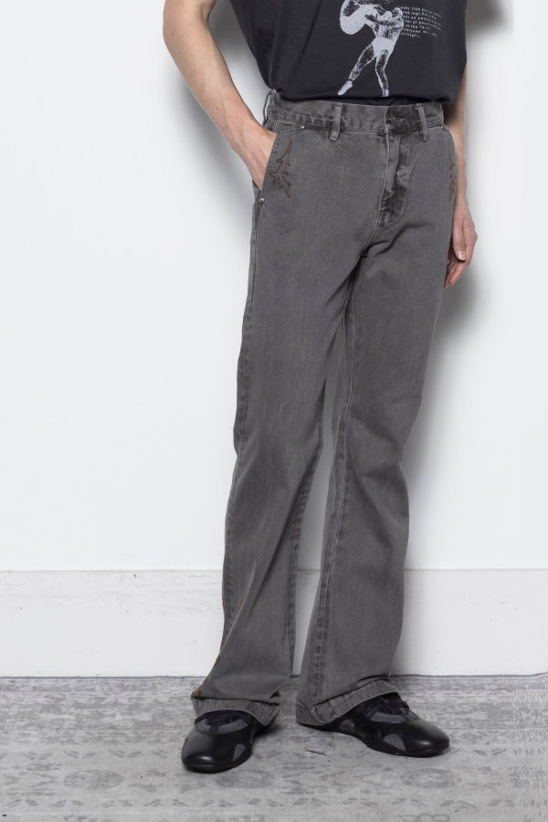 Records INC. Western Embroidery Flared Jeans