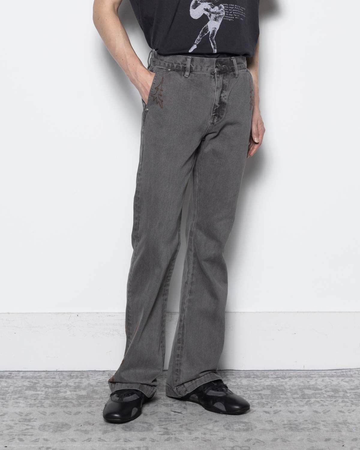 Records INC. Western Embroidery Flared Jeans - Image 2 of 5