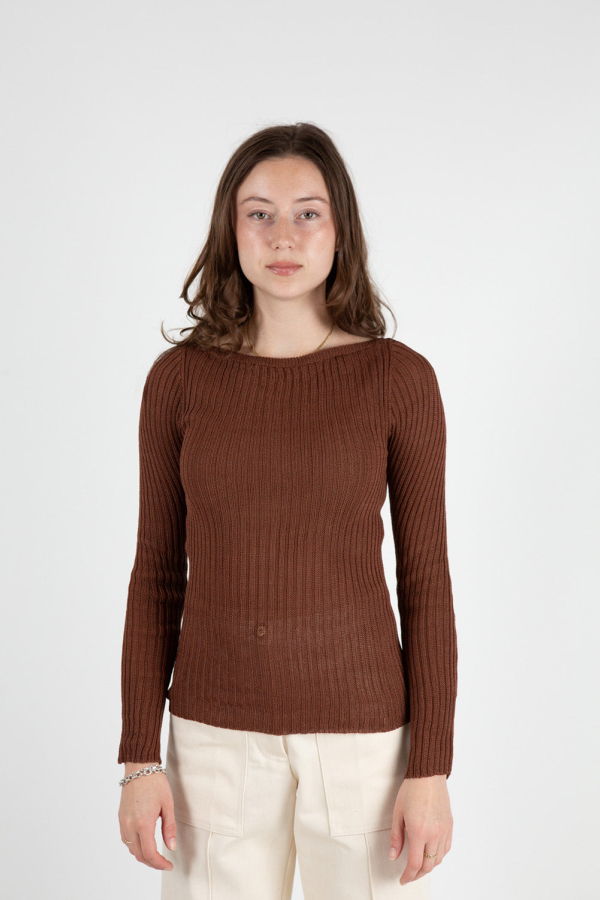 Erica Tanov Pima Cotton Ribbed Bateau Pullover