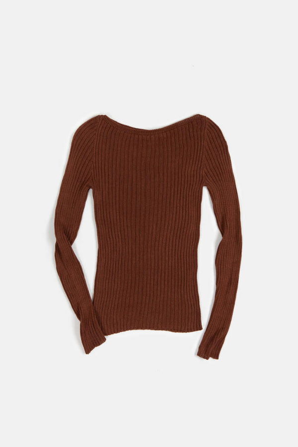 Erica Tanov Pima Cotton Ribbed Bateau Pullover