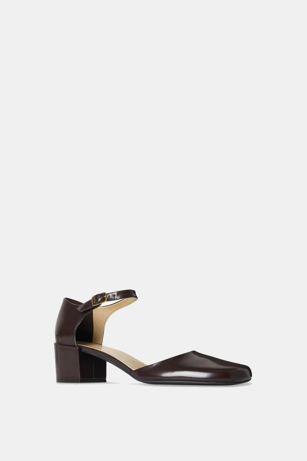 The Row Penelope Ankle-Strap Pumps - Lacquer Brown