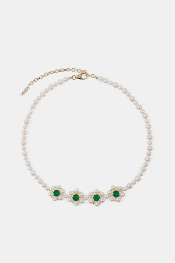 VEERT The Four Flower Pearl Necklace - Yellow Gold