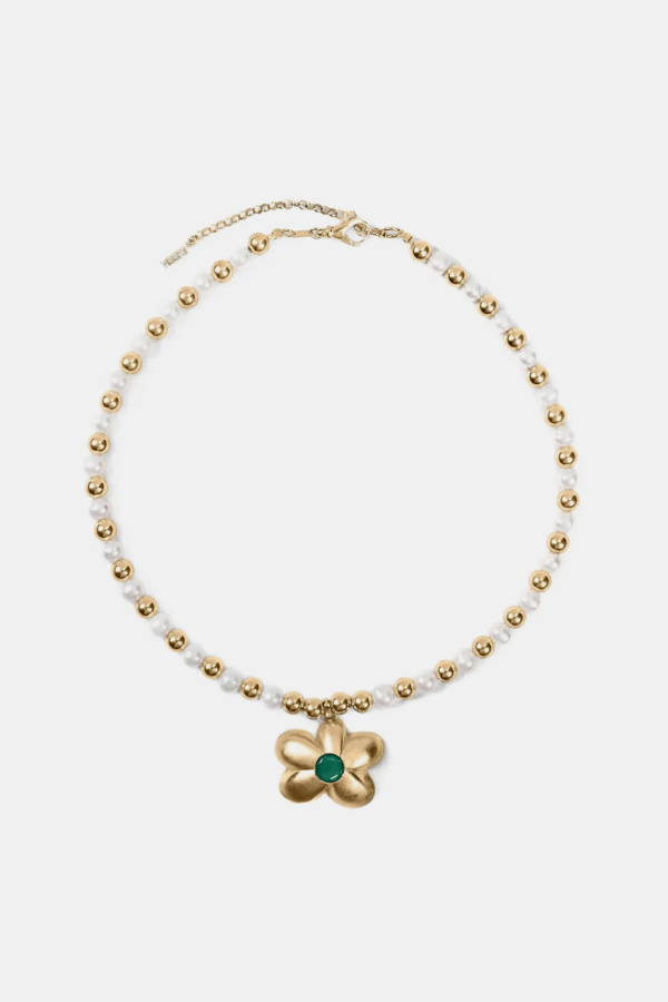 VEERT The Gold-Tone Flower Pearl Bead Necklace - Yellow Gold