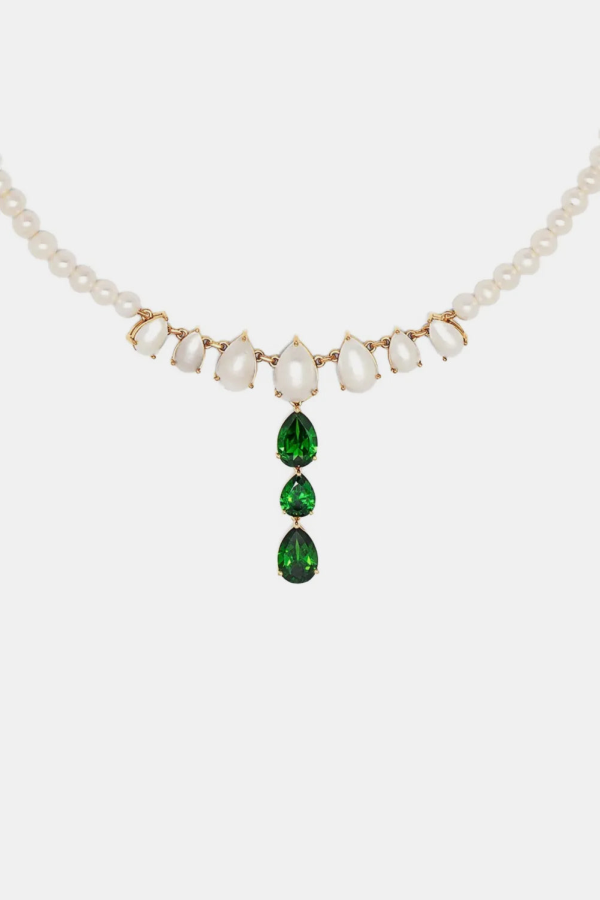 VEERT White Gold Freshwater Pearl Drop Chain Necklace - Yellow Gold