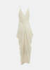 YANGKEHAN Draped V-Neck Asymmetric Party Dress - White - Thumbnail 2