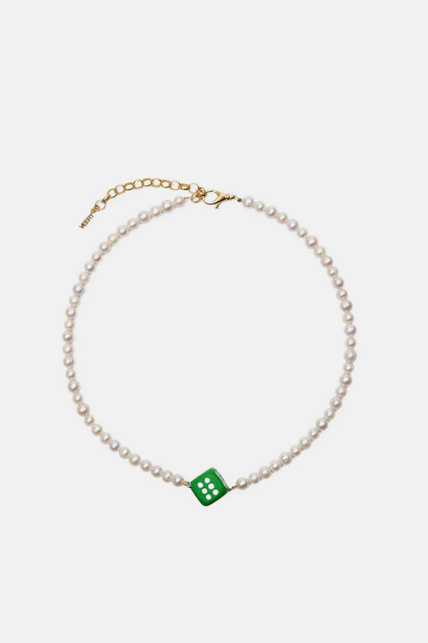VEERT Pearl Dice Necklace - Yellow Gold