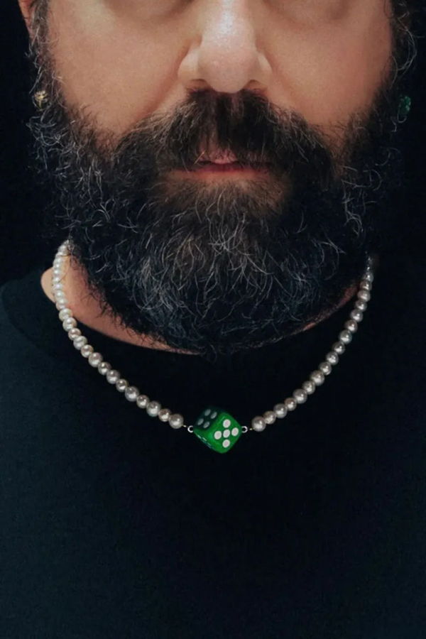 VEERT Pearl Dice Necklace - Yellow Gold