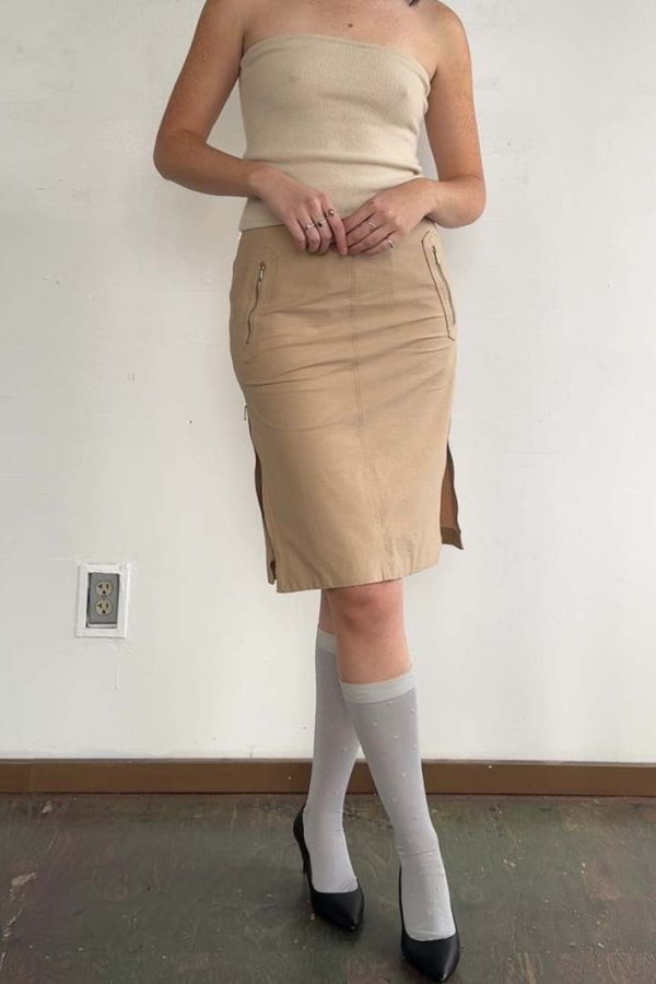 Vintage Side Zipper Skirt