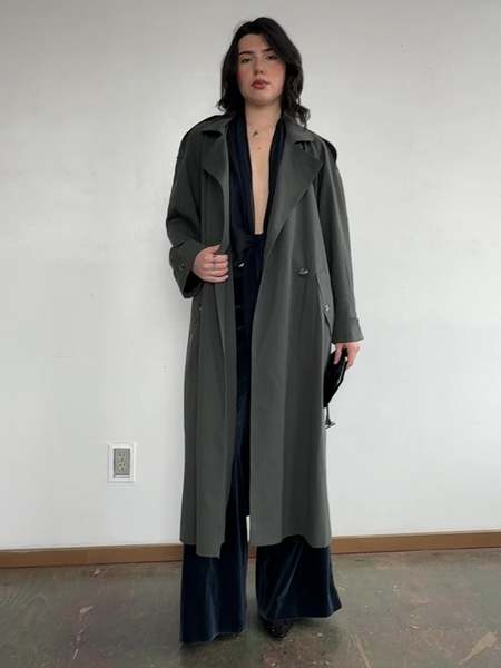 【Cristaseya】 OVERSIZED TRENCH size:M Cristaseya Oversized Long Trench Cotton Satin Brown – Neighbour