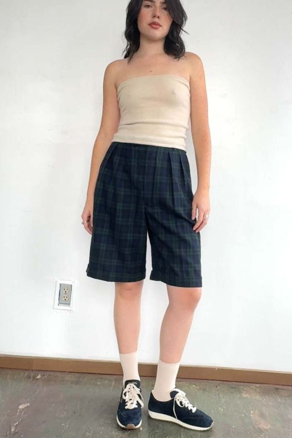 Vintage Wool Tartan Bermudas Shorts