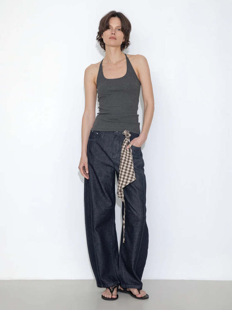 Cubic Panelled Loose-Fit Wide-Leg Tapered Jeans