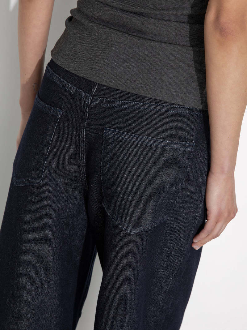 Cubic Panelled Loose-Fit Wide-Leg Tapered Jeans