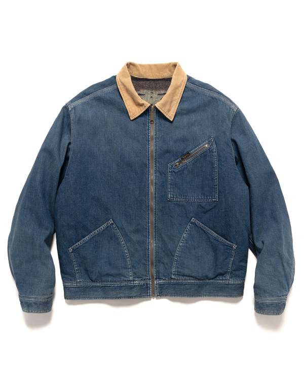 Kapital 11.5oz Denim Bone Lining Reversible Zip-Up Work Jacket