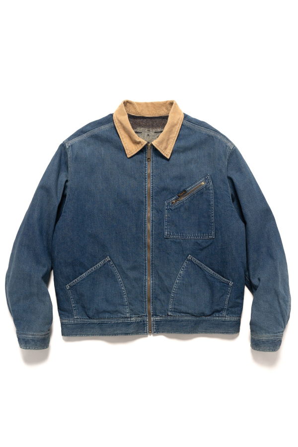 Kapital 11.5oz Denim Bone Lining Reversible Zip-Up Work Jacket