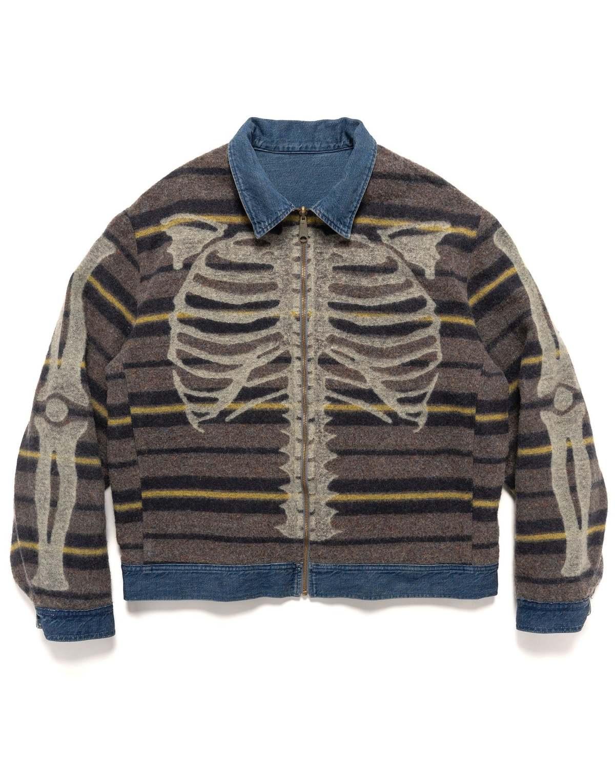 Kapital 11.5oz Denim Bone Lining Reversible Zip-Up Work Jacket - Image 2 of 2