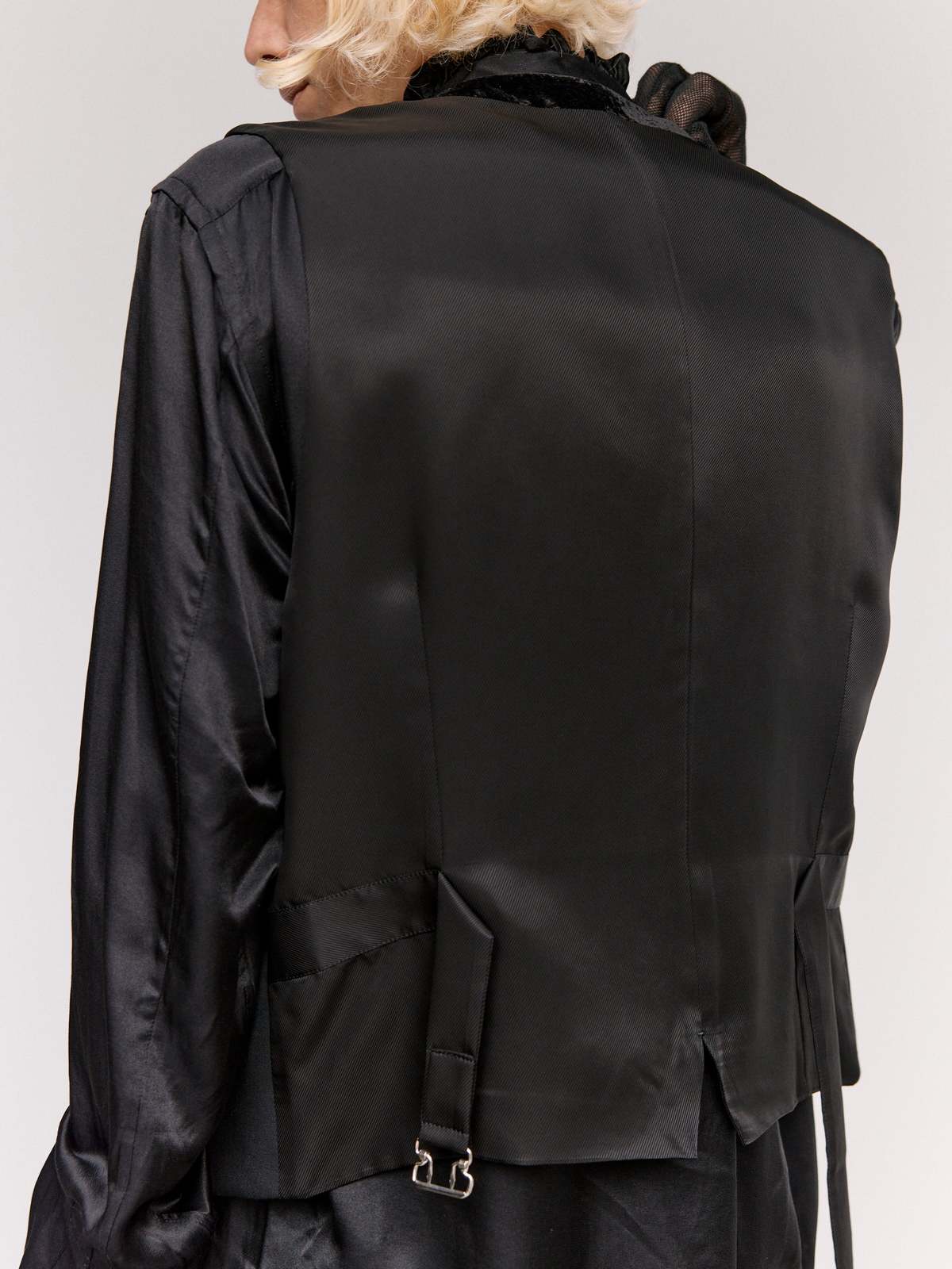 TAKAHIROMIYASHITA The Soloist. Black Wool Gabardine Gilet - Image 5 of 9
