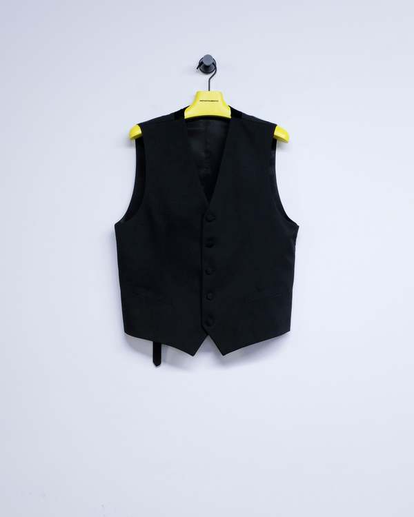 TAKAHIROMIYASHITA The Soloist. Black Wool Gabardine Gilet