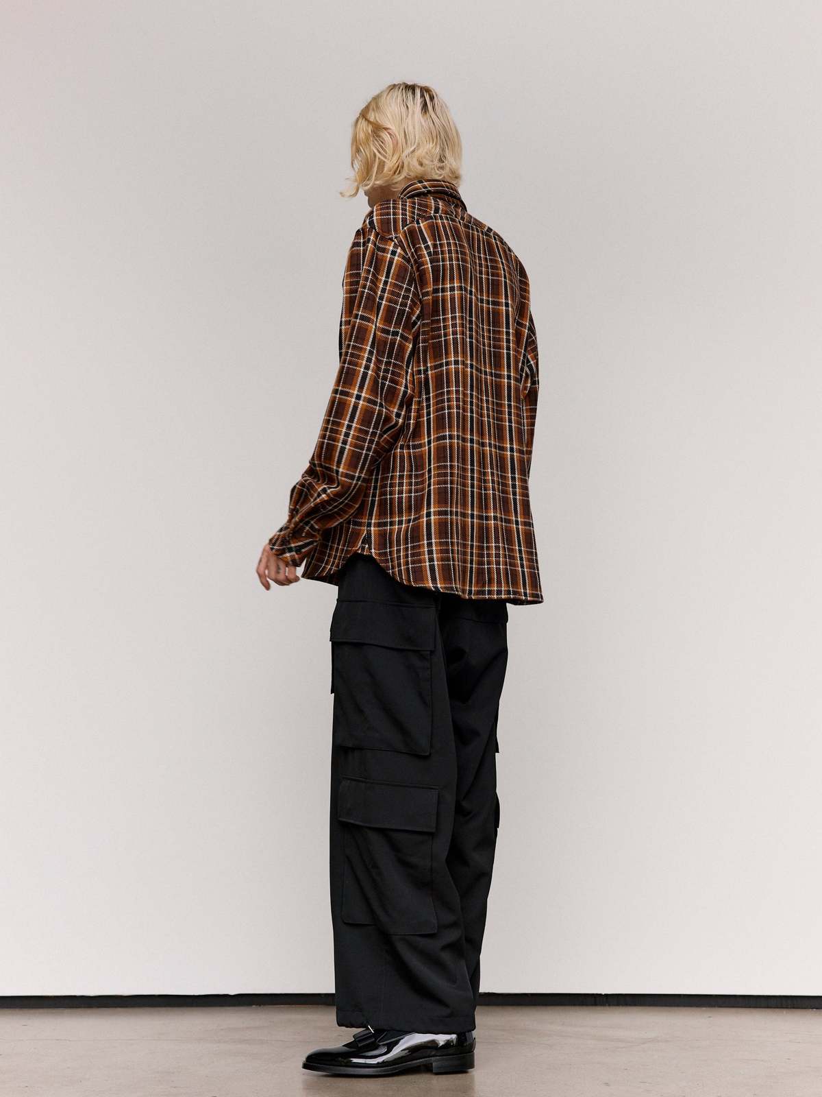TAKAHIROMIYASHITA The Soloist. Brown Plaid Cotton Half Zip Pullover Shirt - Image 3 of 8