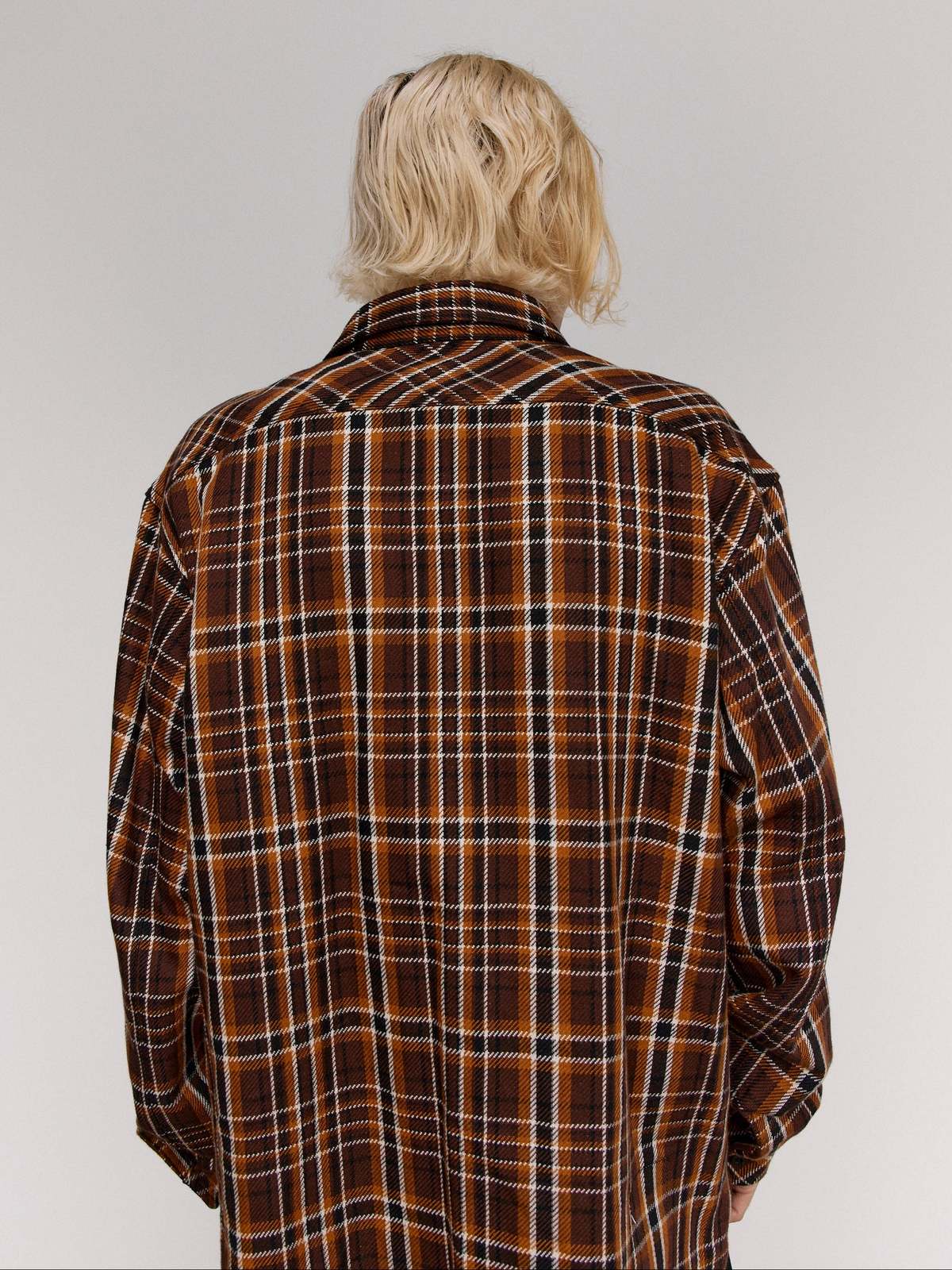 TAKAHIROMIYASHITA The Soloist. Brown Plaid Cotton Half Zip Pullover Shirt - Image 5 of 8