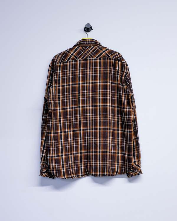 TAKAHIROMIYASHITA The Soloist. Brown Plaid Cotton Half Zip Pullover Shirt