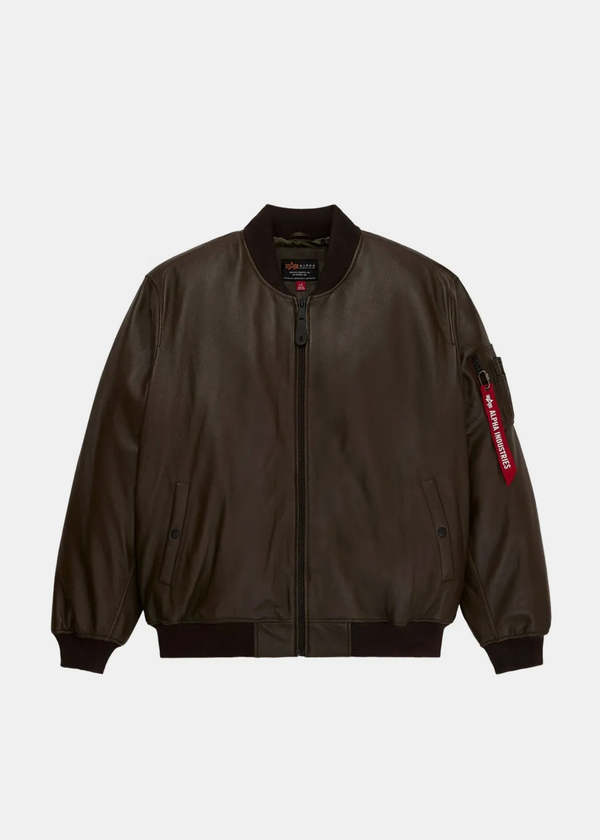 AlphaIndustries MA-1 Leather Jacket - Espresso