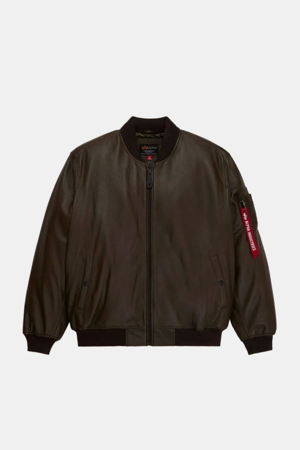 Alpha Industries MA-1 Leather Jacket - Espresso