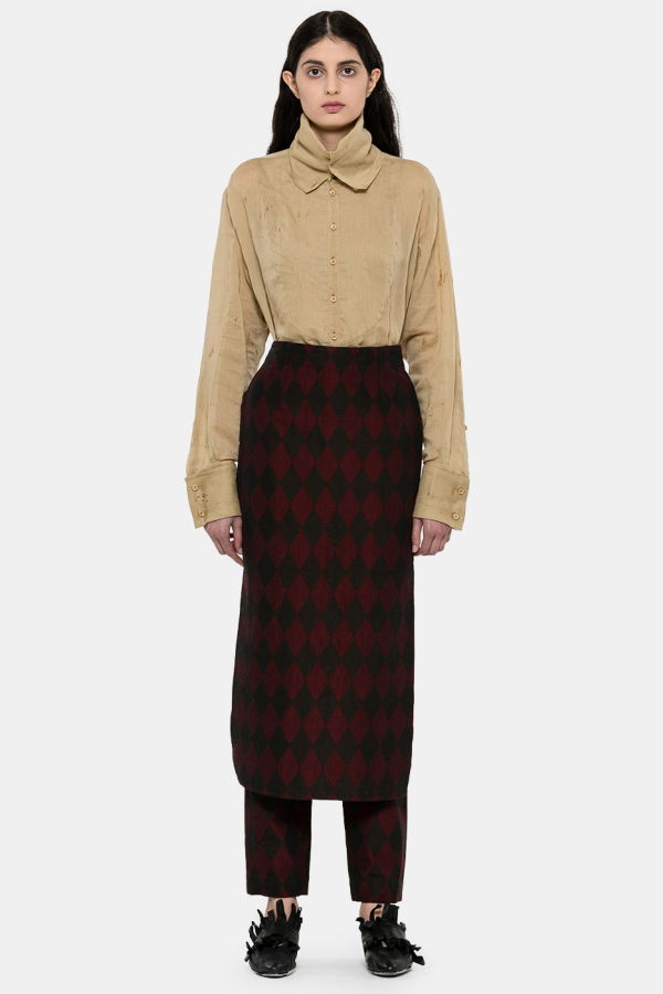 Uma Wang Diamond Pacho Pants - Brown/Red